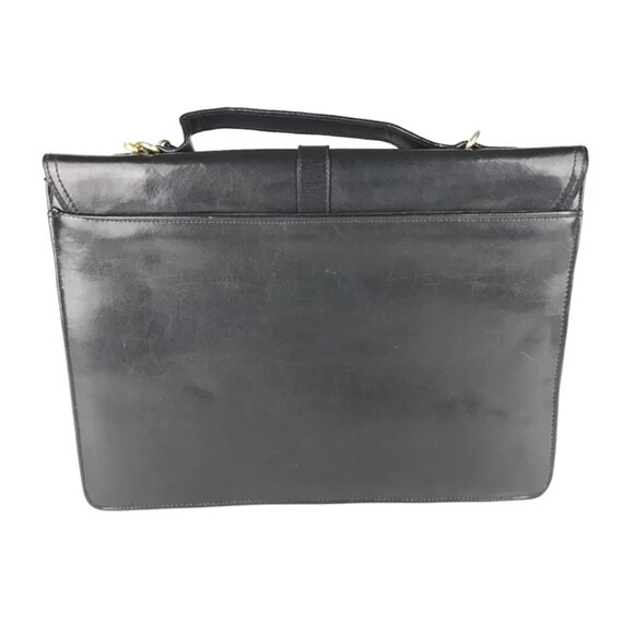 Moda Italiana Unisex Black Leather Inner Dividers Detachable Strap Shoulder Bag - Picture 4 of 10